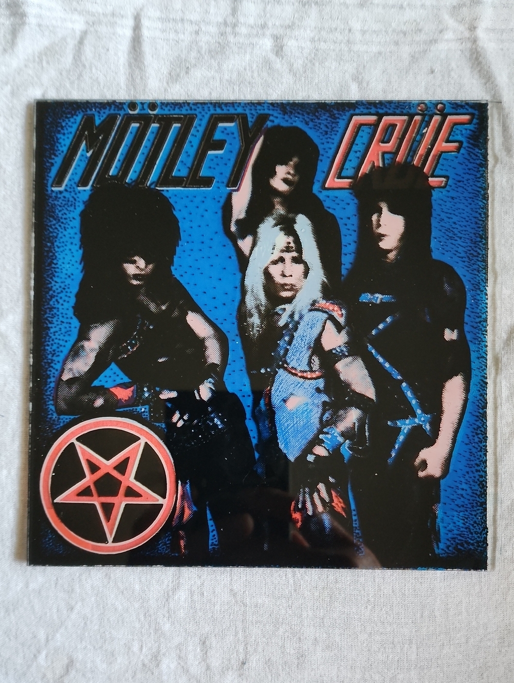 Vintage 1980s Mötley Crüe Shout At The Devil Carnival Mirror 6x6 Pentagram Blue